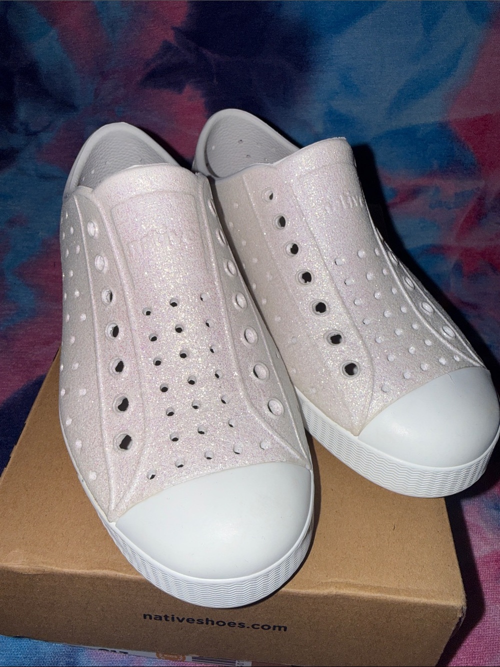 Native Jefferson Slip-On Sneakers in Sparkle shell white bling c13